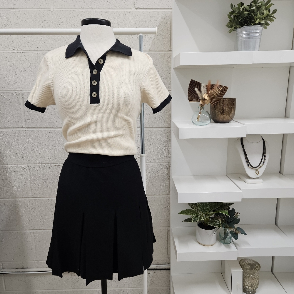 Pleat Sweater Mini Skirt